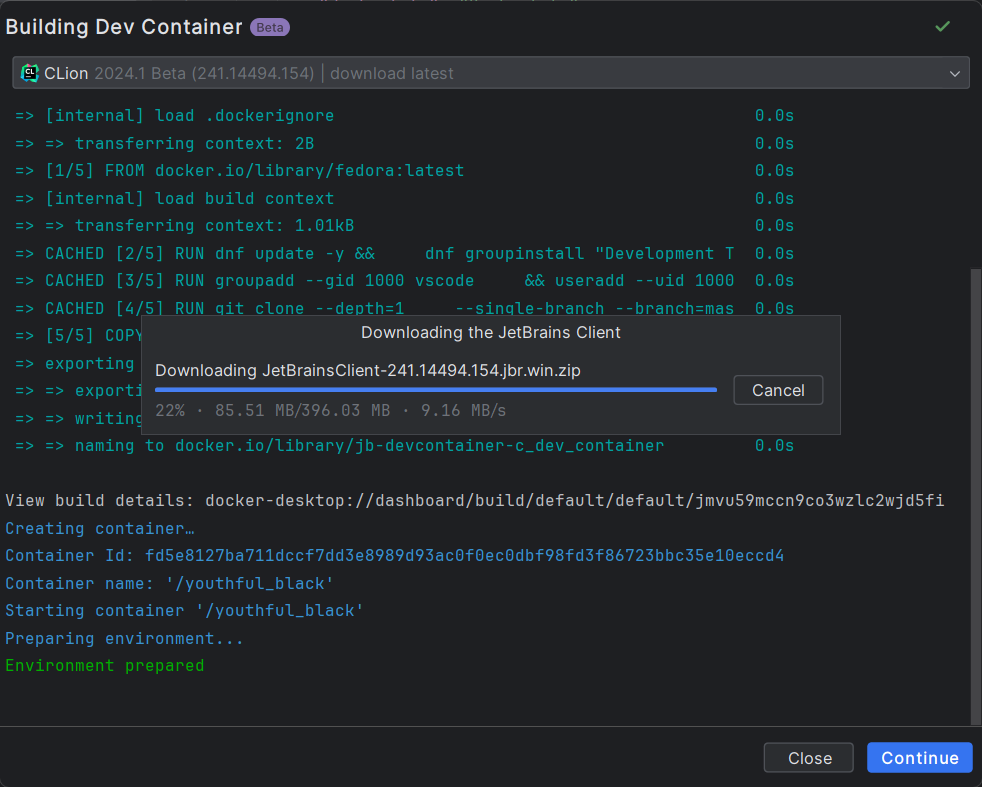 Loading Dev Container