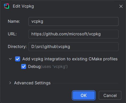 CLion Vcpkg 配置截图